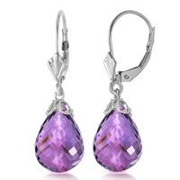 Amethyst Crown Briolette Drop Earrings 14.0ctw in 9ct White Gold