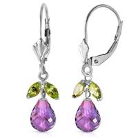 amethyst and peridot snowdrop earrings 34ctw in 9ct white gold