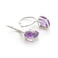 Amethyst Rococo Twist Drop Earrings 7.2ctw in 9ct White Gold