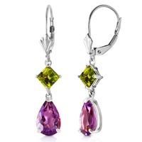 amethyst and peridot droplet earrings 45ctw in 9ct white gold