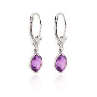 Amethyst Drop Earrings 3.1ctw in 9ct White Gold