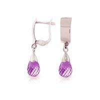 Amethyst Teardrop Briolette Earrings 2.5ctw in 9ct White Gold