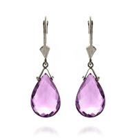 Amethyst Droplet Briolette Earrings 10.2ctw in 9ct White Gold