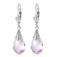 Amethyst Droplet Briolette Earrings 6.0ctw in 9ct White Gold