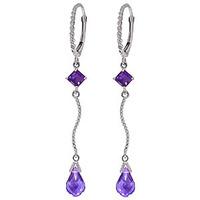 Amethyst Twist Drop Earrings 3.5ctw in 9ct White Gold