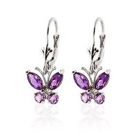 Amethyst Butterfly Drop Earrings 1.24ctw in 9ct White Gold