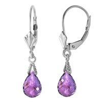 Amethyst Droplet Briolette Earrings 4.5ctw in 9ct White Gold