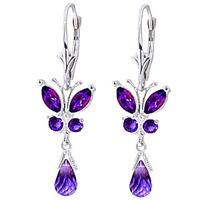 Amethyst Butterfly Drop Earrings 2.74ctw in 9ct White Gold