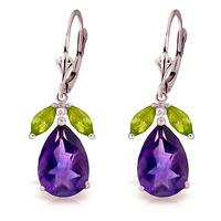 amethyst and peridot drop earrings 130ctw in 9ct white gold