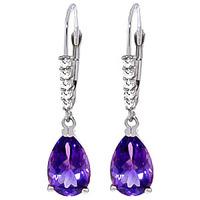 Amethyst and Diamond Belle Drop Earrings 3.0ctw in 9ct White Gold