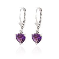 Amethyst Heart Drop Earrings 3.25ctw in 9ct White Gold