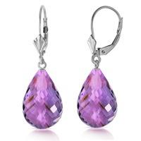 Amethyst Briolette Drop Earrings 14.0ctw in 9ct White Gold