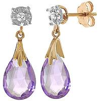 Amethyst and Diamond Comet Stud Earrings 6.0ctw in 9ct Gold