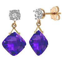 Amethyst and Diamond Deflection Stud Earrings 17.5ctw in 9ct Gold