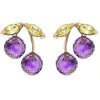 amethyst and peridot cherry drop stud earrings 29ctw in 9ct gold