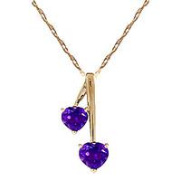 Amethyst Twin Heart Pendant Necklace 1.4ctw in 9ct Gold