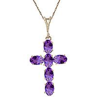 Amethyst Rio Cross Pendant Necklace 1.5ctw in 9ct Gold