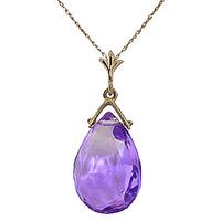 Amethyst Droplet Briolette Pendant Necklace 5.1ct in 9ct Gold