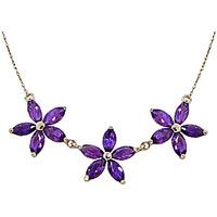 Amethyst Daisy Chain Pendant Necklace 4.2ctw in 9ct Gold