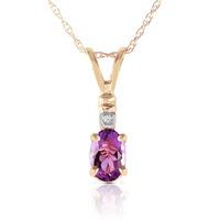 Amethyst and Diamond Pendant Necklace 0.45ct in 9ct Gold