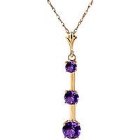 Amethyst Bar Pendant Necklace 1.25ctw in 9ct Gold