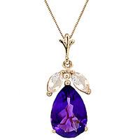 Amethyst and White Topaz Pendant Necklace 6.5ctw in 9ct Gold