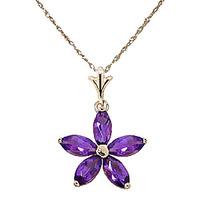 Amethyst Flower Star Pendant Necklace 1.4ctw in 9ct Gold