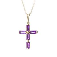 Amethyst Cross Pendant Necklace 1.15ctw in 9ct Gold