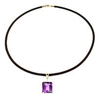 Amethyst and Diamond Leather Pendant Necklace 6.5ct in 9ct Gold