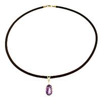 Amethyst and Diamond Leather Pendant Necklace 7.55ct in 9ct Gold