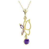 Amethyst Butterfly Pendant Necklace 0.18ctw in 9ct Gold