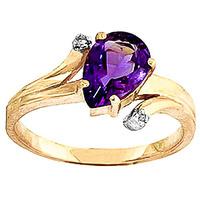 Amethyst and Diamond Flank Ring 1.5ct in 9ct Gold