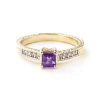 Amethyst and Diamond Shoulder Set Ring 0.5ct in 9ct Gold