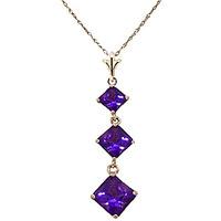 Amethyst Three Stone Pendant Necklace 2.4ctw in 9ct Gold