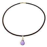 Amethyst and Diamond Leather Pendant Necklace 6.5ct in 9ct Gold