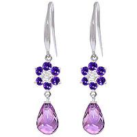 Amethyst and Diamond Daisy Chain Drop Earrings 5.45ctw in 9ct White Gold