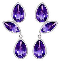 Amethyst Petal Drop Earrings 13.0ctw in 9ct White Gold