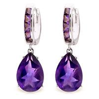 Amethyst Droplet Huggie Earrings 13.2ctw in 9ct White Gold