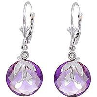 amethyst and diamond olive leaf drop earrings 106ctw in 9ct white gold