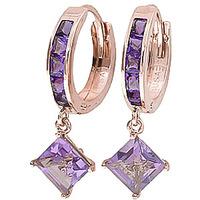 Amethyst Huggie Hoop Earrings 3.8ctw in 9ct Rose Gold