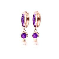 Amethyst and Pearl Huggie Earrings 4.15ctw in 9ct Rose Gold