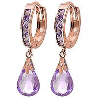 Amethyst Droplet Huggie Earrings 6.85ctw in 9ct Rose Gold