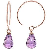 Amethyst Eclipse Briolette Circle Wire Earrings 1.35ctw in 9ct Rose Gold