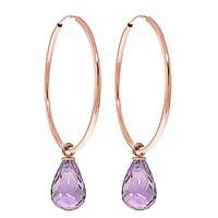 Amethyst Briolette Earrings 4.5ctw in 9ct Rose Gold