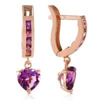 Amethyst V-Shape Hoop Earrings 0.85ctw in 9ct Rose Gold