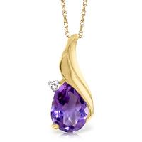 Amethyst and Diamond Pendant Necklace 1.5ct in 9ct Gold