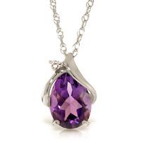 amethyst and diamond pendant necklace 15ct in 9ct white gold