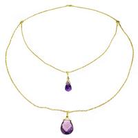 Amethyst Briolette Pendant Necklace 7.5ctw in 9ct Gold