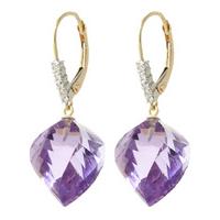 Amethyst and Diamond Drop Earrings 21.5ctw in 9ct Gold