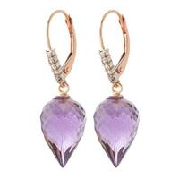 Amethyst and Diamond Drop Earrings 19.0ctw in 9ct Rose Gold